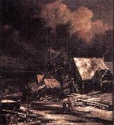 Village in Winter by Moonlight Jacob Isaacksz. van Ruisdael